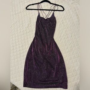 Super cute purple backless sparkle party dress!